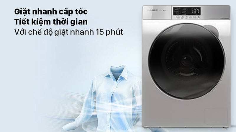 Máy giặt Sharp lồng ngang inverter 8.5 kg ES-FK852EV-W