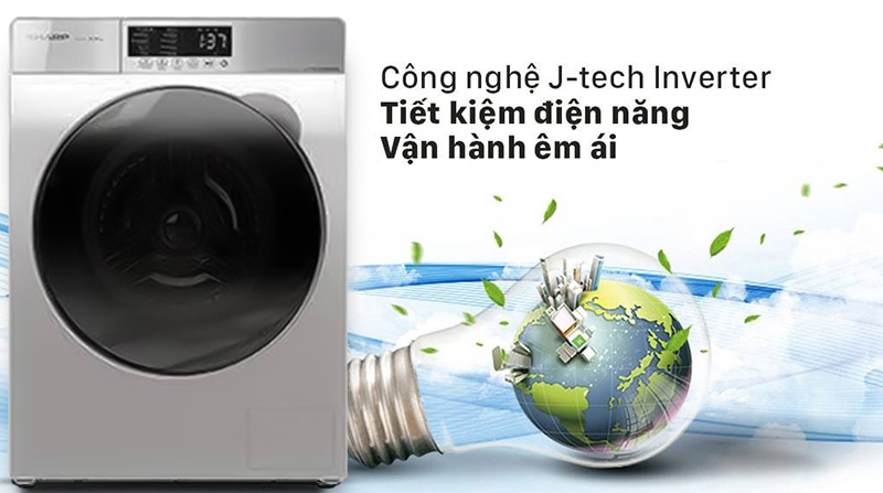 Máy giặt Sharp lồng ngang inverter 8.5 kg ES-FK852EV-W
