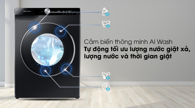 Máy giặt Samsung AI Inverter 9 kg WW90TP44DSB/SV lồng ngang