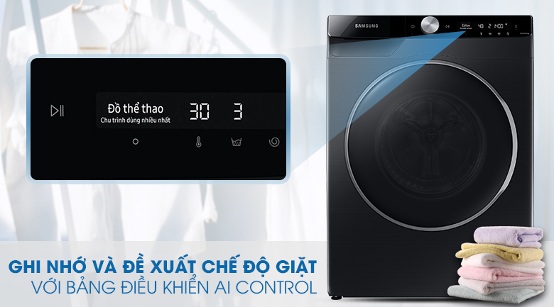 Máy giặt Samsung AI Inverter 9 kg WW90TP44DSB/SV lồng ngang