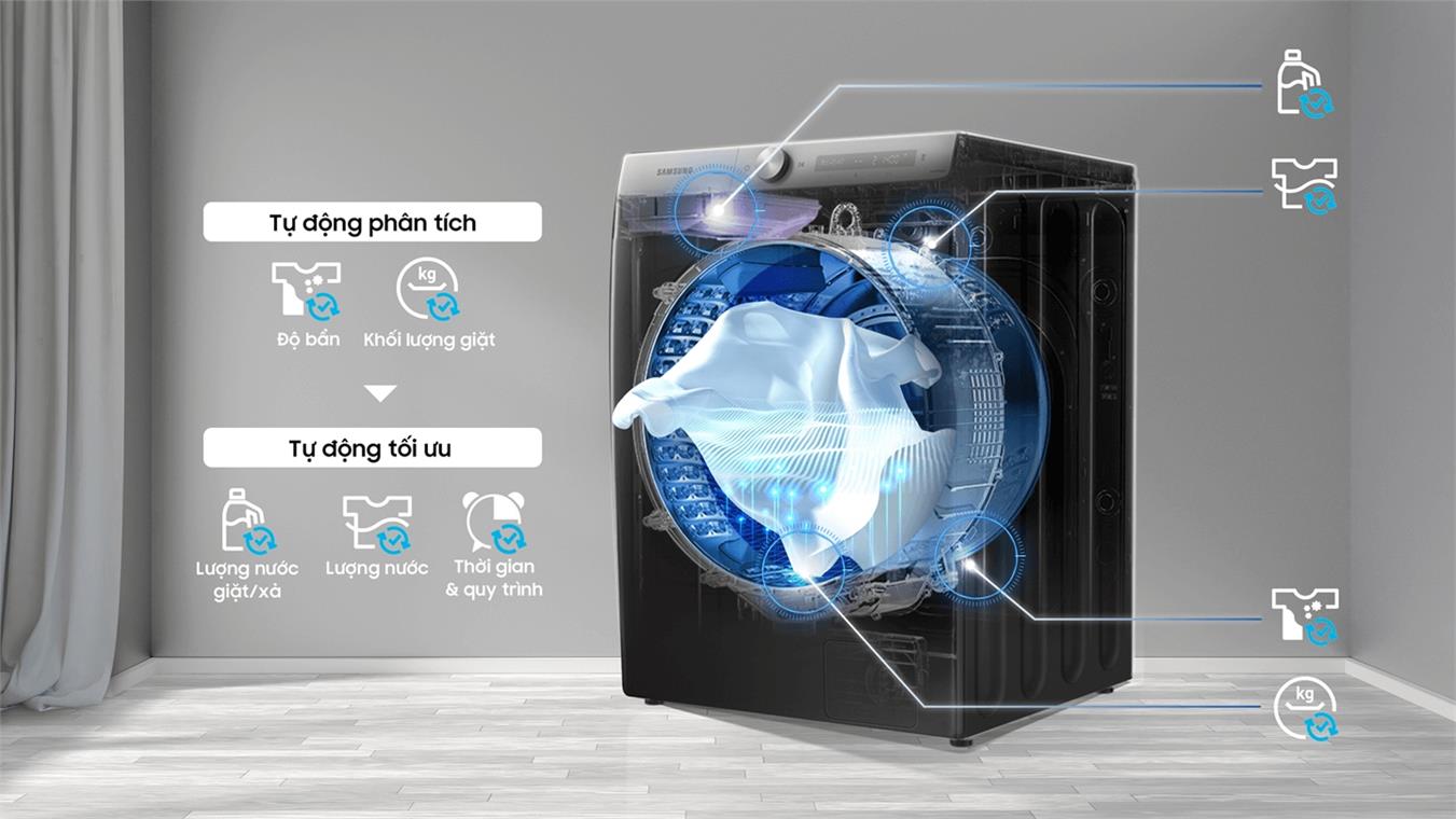 Máy giặt lồng ngang Samsung Addwash AI Inverter 12Kg WW12TP94DSB/SV