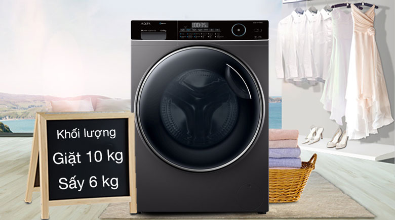 Máy giặt sấy lồng ngang Aqua inverter 10 kg AH1000G.PS giá rẻ