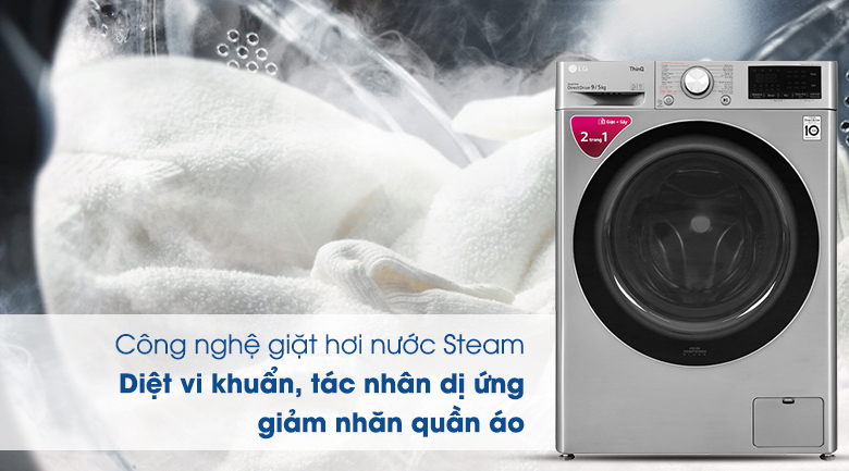 Máy giặt sấy LG AI DD 9 kg FV1409G4V lồng ngang
