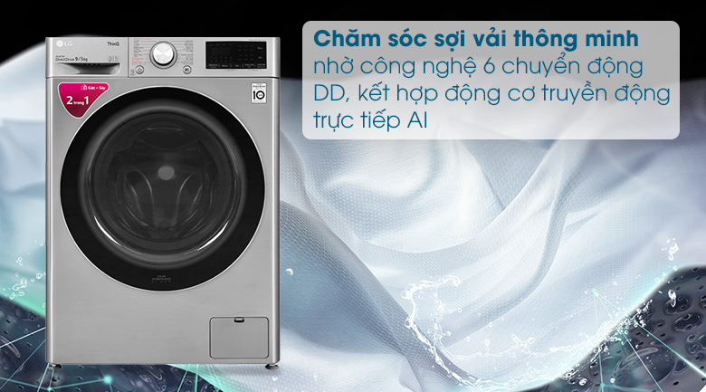 Máy giặt sấy LG AI DD 9 kg FV1409G4V lồng ngang
