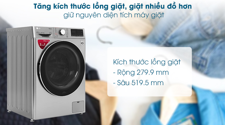 Máy giặt sấy LG AI DD 9 kg FV1409G4V lồng ngang