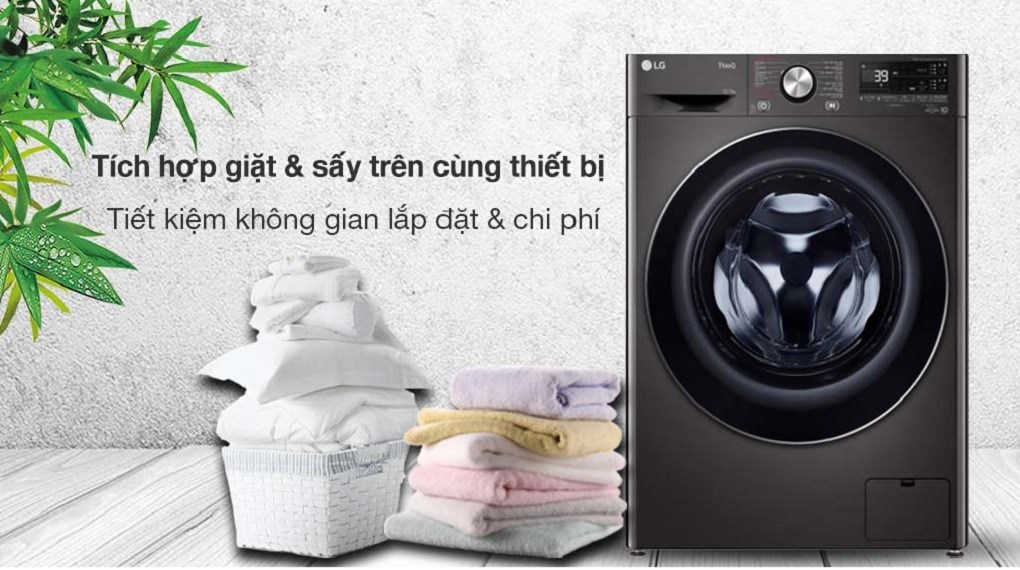 Máy giặt sấy LG inverter giặt 12 kg và sấy 7 kg FV1412H3BA 2023
