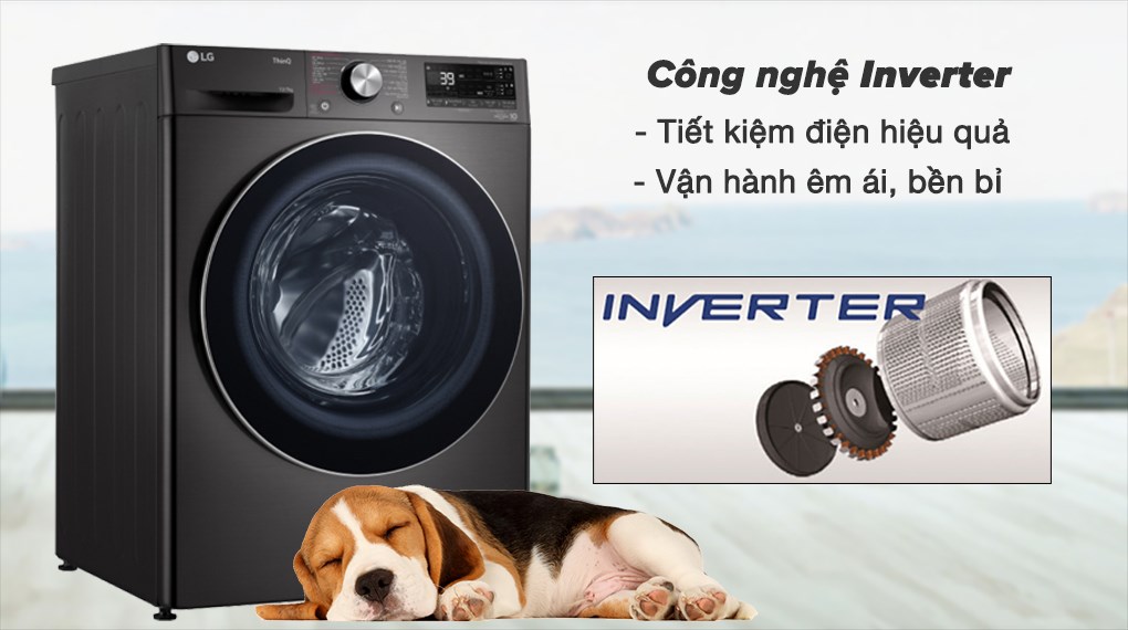 Máy giặt sấy LG inverter giặt 12 kg và sấy 7 kg FV1412H3BA 2023