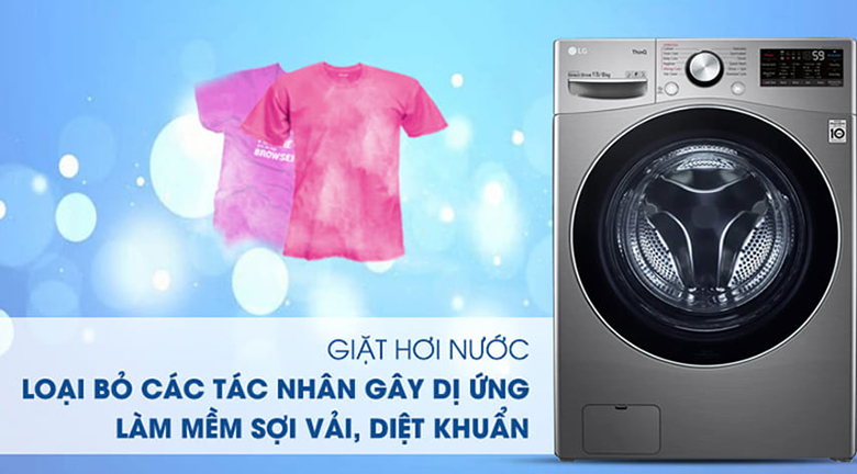 Máy giặt sấy lồng ngang LG Inverter 13 kg FV1413H3BA khử khuẩn tốt
