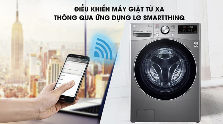 Máy giặt sấy lồng ngang LG Inverter 13 kg FV1413H3BA điều khiển trên điện thoại thông minh