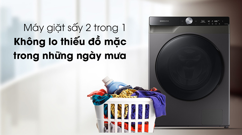 Máy giặt sấy Samsung AI Inverter 11 kg WD11T734DBX/SV lồng ngang