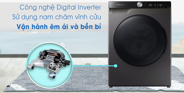 Máy giặt sấy Samsung AI Inverter 11 kg WD11T734DBX/SV lồng ngang