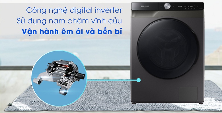 Máy giặt sấy Samsung AI Inverter 14 kg WD14TP44DSB/SV lồng ngang