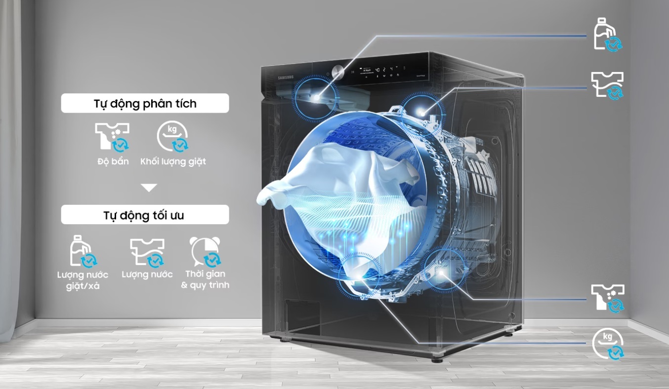 Máy giặt sấy lồng ngang Samsung inverter 21kg WD21B6400KV/SV 2023