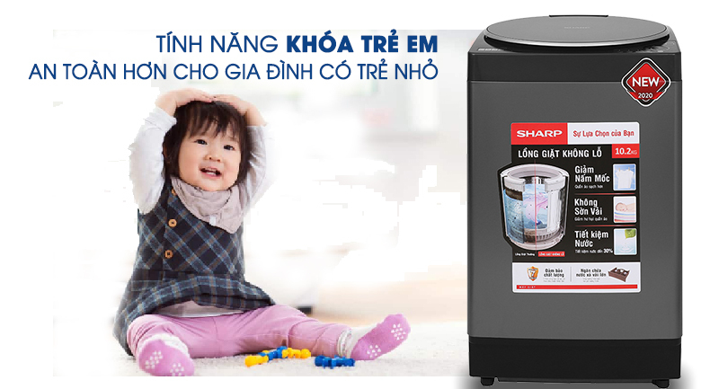 Máy giặt lồng đứng Sharp 9 kg ES-Y90HV-S giá rẻ