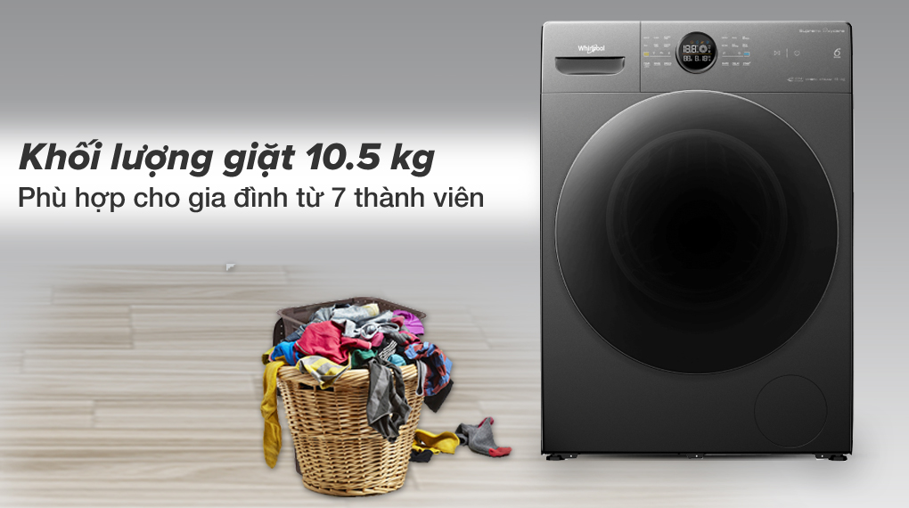 Máy giặt Whirlpool lồng ngang 10.5 kg FWMD10502FG 2022 giá rẻ