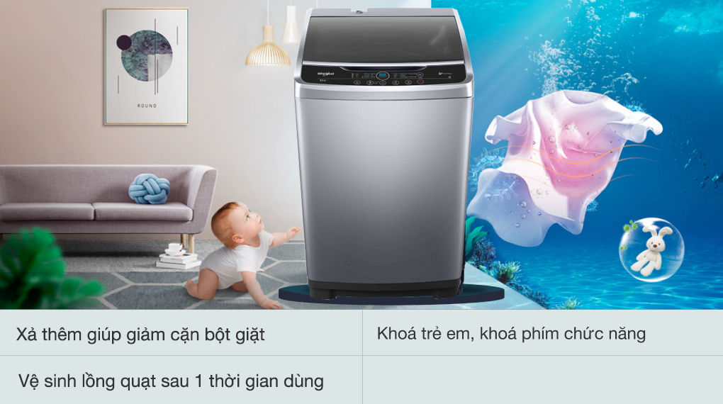 Máy giặt lồng đứng Whirlpool 8.5 kg VWVC8502FS