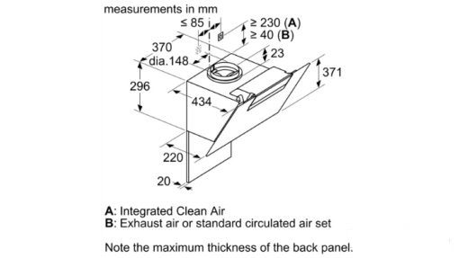 Máy hút mùi gắn tường Bosch DWK87EM60B dạng kính vát