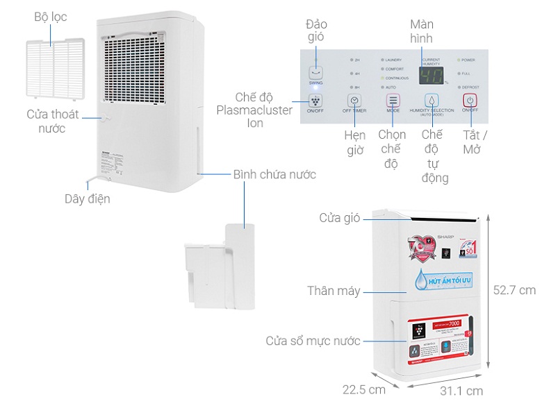 Lọc không khí SHARP DW-D12A-W