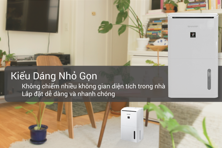 Lọc không khí SHARP DW-D12A-W thiết kế nhỏ gọn tinh tế