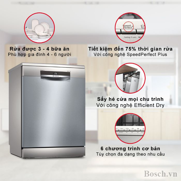 Máy rửa bát Bosch SMS6ECI07E 14 bộ serie 6 nhập khẩu Đức
