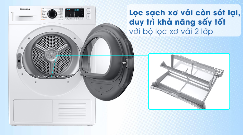 Máy sấy bơm nhiệt Samsung Inverter 9 kg DV90TA240AE/SV