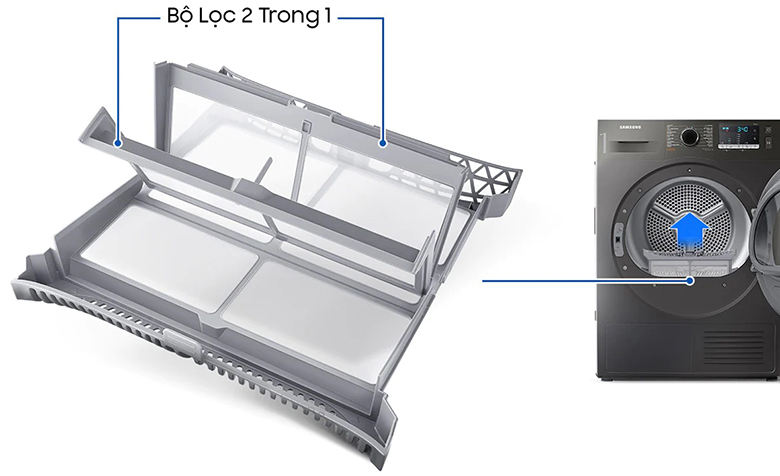 Máy sấy bơm nhiệt Samsung Inverter 9 kg DV90TA240AX/SV