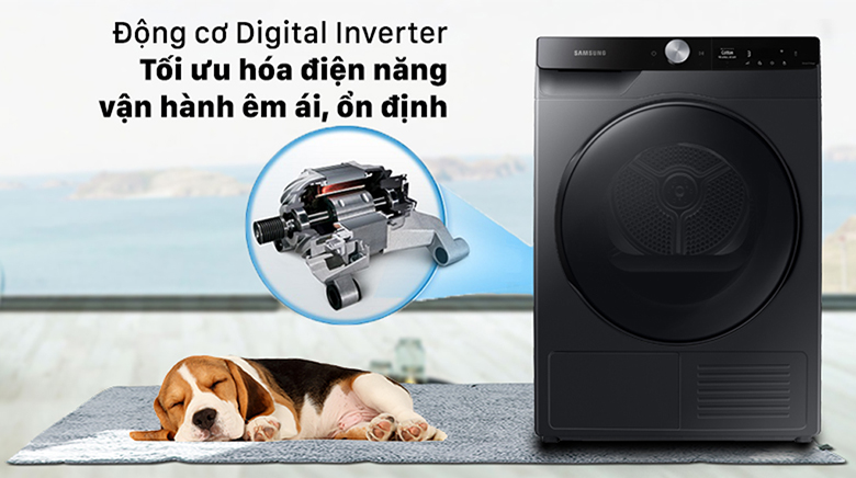 Máy sấy bơm nhiệt Samsung Inverter 9Kg DV90T7240BB/SV