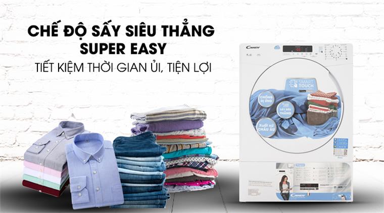 Máy sấy thông hơi Candy 9Kg CS V9DF-S giảm nhăn quần áo