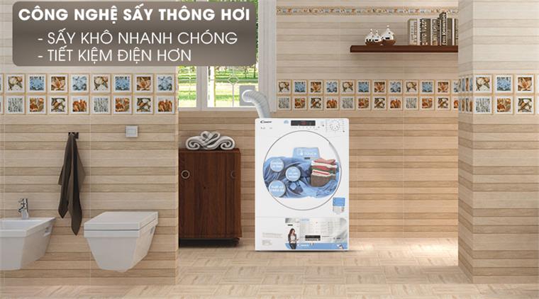 Máy sấy thông hơi Candy 9Kg CS V9DF-S sấy nhanh chóng