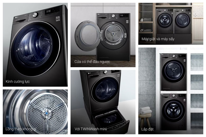 Máy sấy bơm nhiệt LG DUAL inverter 10.5 kg DVHP50B 2023