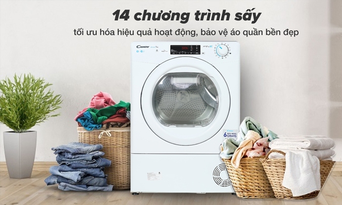 Máy sấy quần áo Candy 8 kg CSO C8TE-S nhiều chương trình sấy