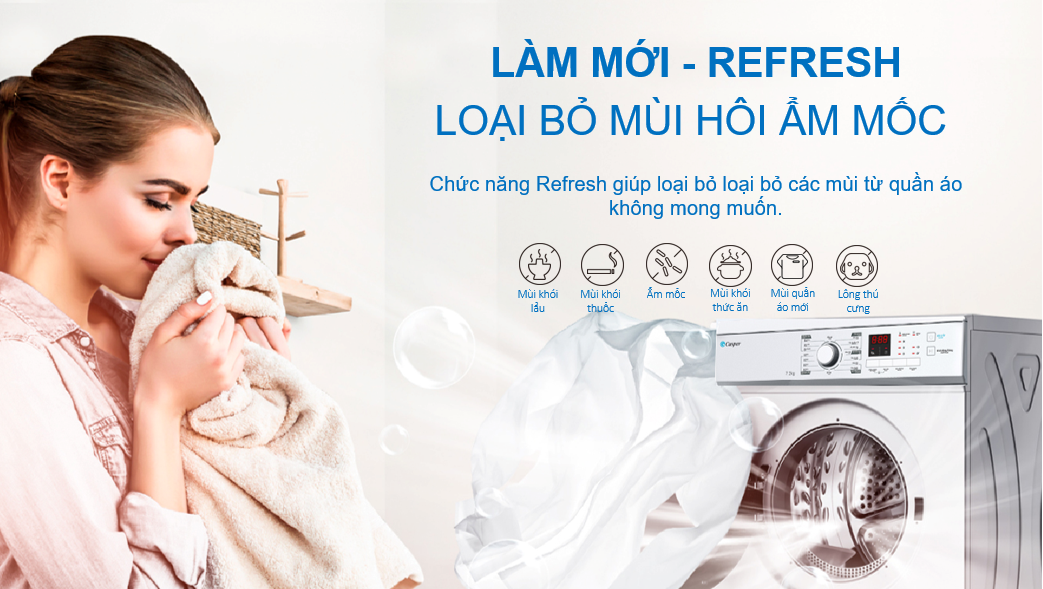 Máy sấy Casper TD-72VWD 7.2kg model 2022 khử mùi tốt