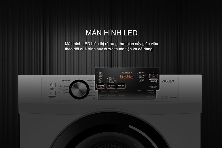 Máy sấy thông hơi Aqua 7 kg AQH-V700F.W bảng điều khiển dễ sử dụng