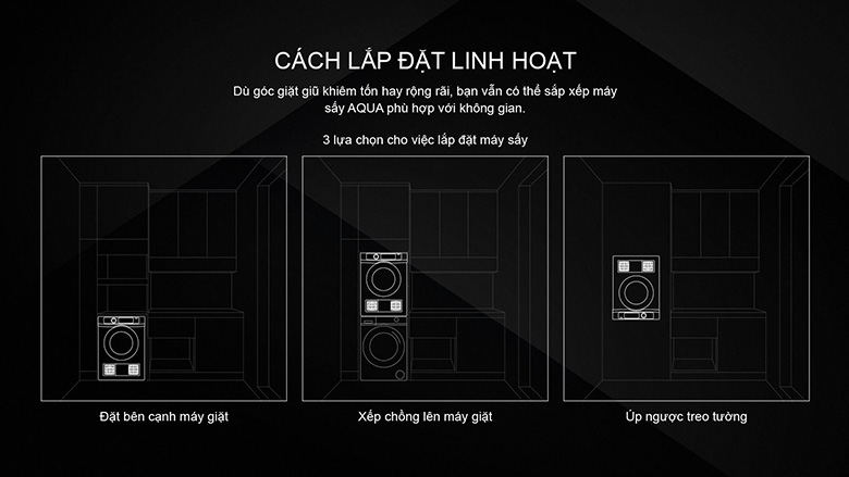 Máy sấy thông hơi Aqua 7 kg AQH-V700F.W lắp đặt linh hoạt