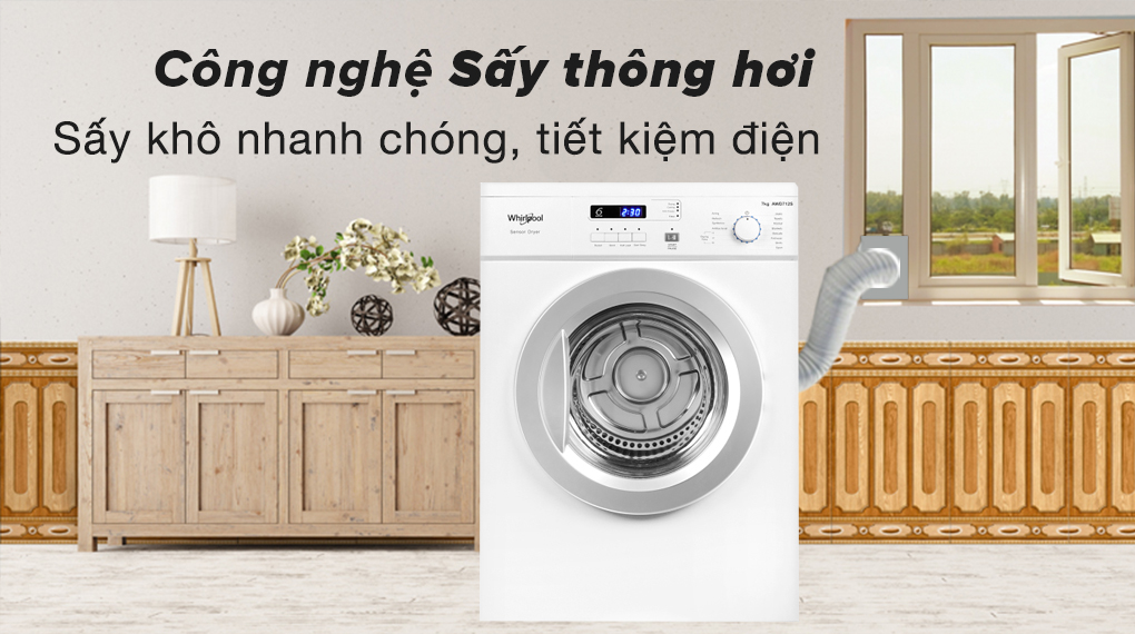 Máy sấy thông hơi Whirlpool 7 kg AWD712S2 2022 giá rẻ