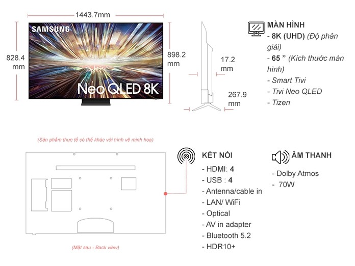 Smart Tivi Neo QLED Samsung 8K 65 inch QA65QN800D