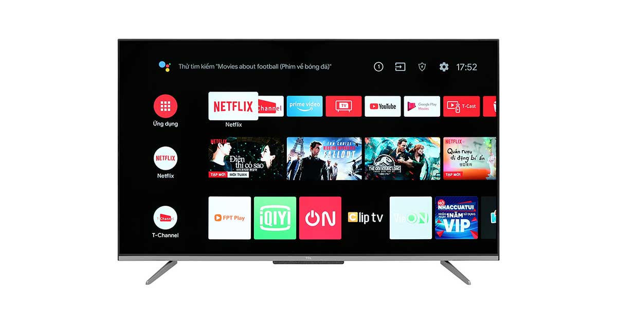 Android Tivi TCL 4K 50 inch 50P725 kiểu dáng sang trọng