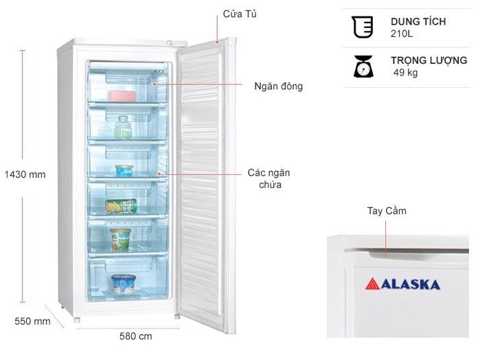 Tủ đông dáng đứng Alaska 210 lít IF-21