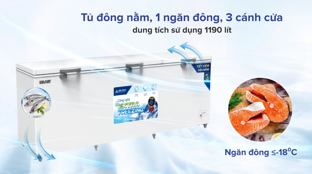 Tủ đông Hòa Phát inverter 3 cánh 1190 lít HPF AD81190.1
