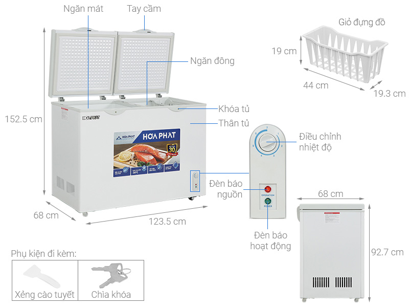 Tủ đông Hòa Phát 2 ngăn 271 lít HPF BD6271 giá rẻ