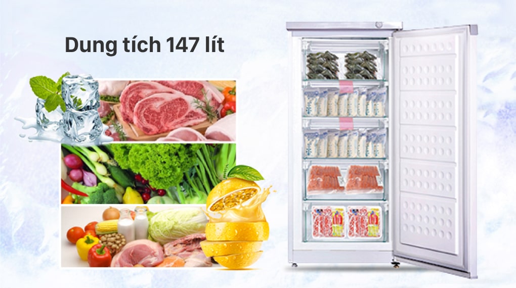 Tủ đông đứng Hòa Phát 147 lít 5 ngăn HUF 350SR1 giá rẻ