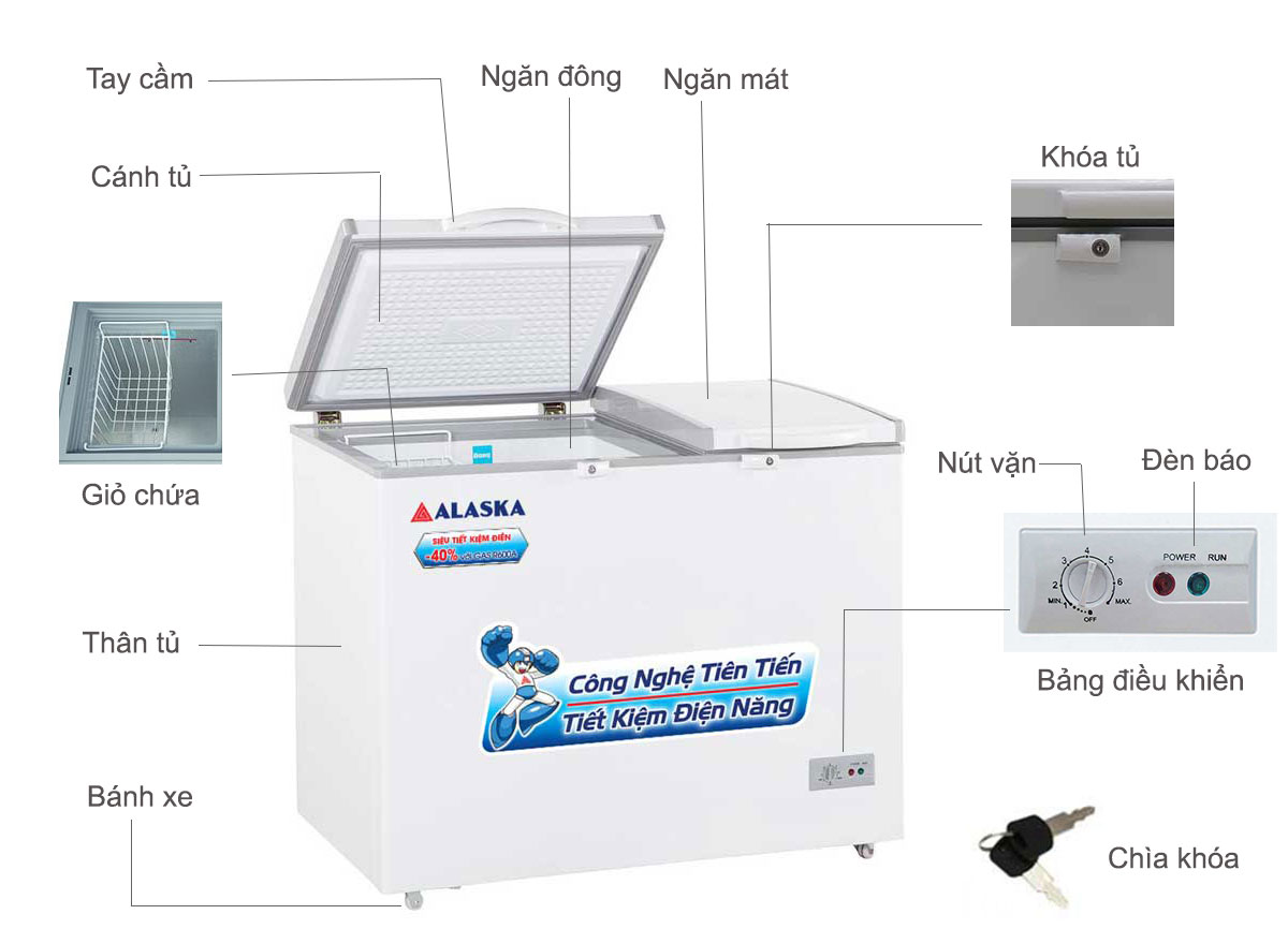 Tủ đông mát Alaska ngăn đông lớn BCD-3571