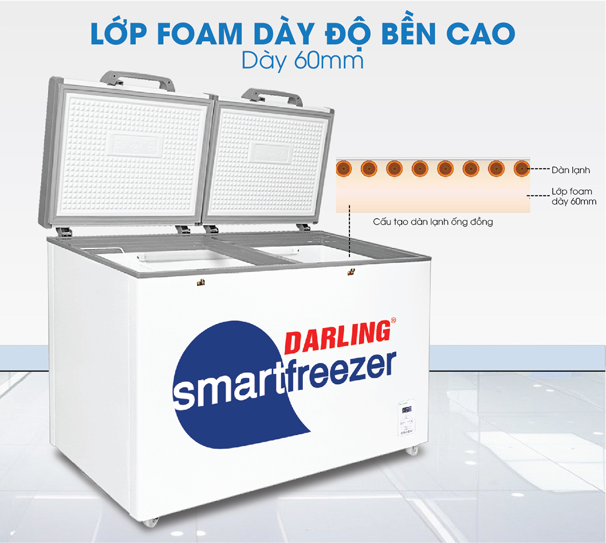 Tủ đông mát Darling 2 cánh 370 lít Smart Freezer DMF-3799AS