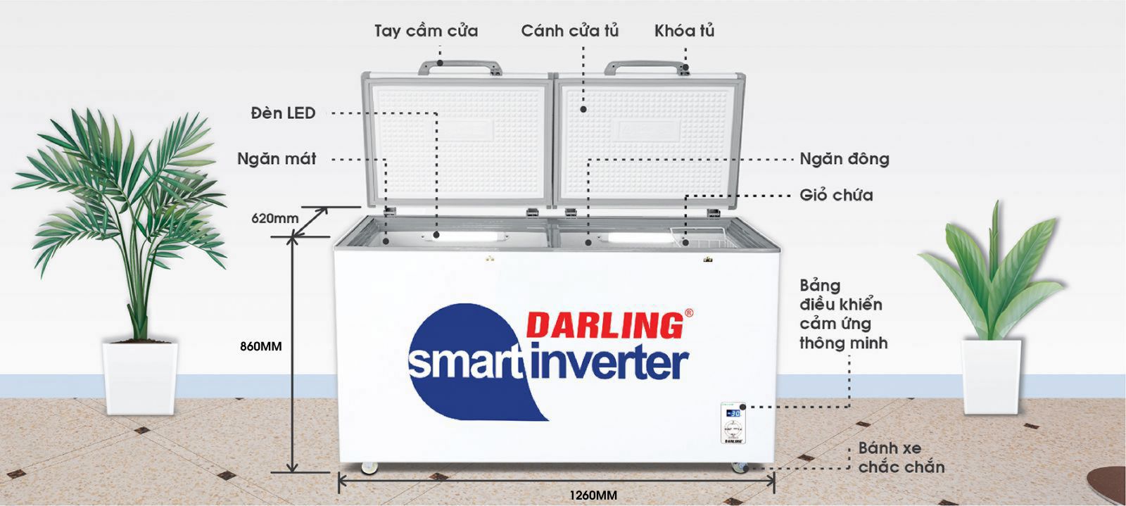 Tủ đông mát Darling 2 cánh 370 lít Smart Freezer DMF-3799AS