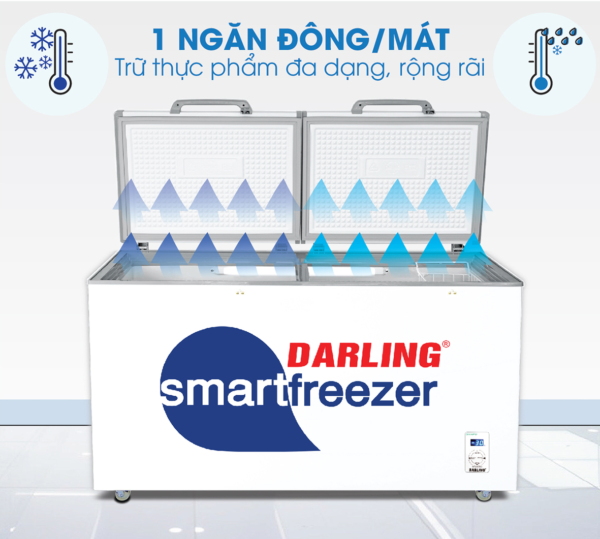 Tủ đông mát Darling 2 cánh 370 lít Smart Freezer DMF-3799AS