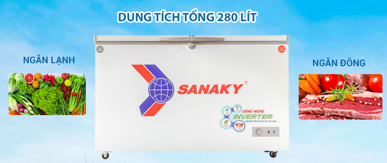 Tủ đông Sanaky inverter 280 lít VH-4099W3 giá rẻ