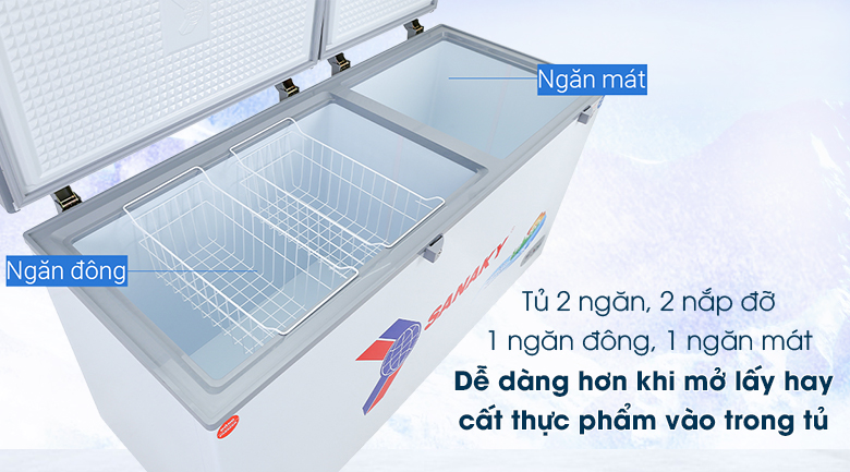 Tủ đông mát Sanaky 2 ngăn 485 lít VH-6699W1 giá rẻ