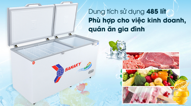 Tủ đông mát Sanaky 2 ngăn 485 lít VH-6699W1 giá rẻ