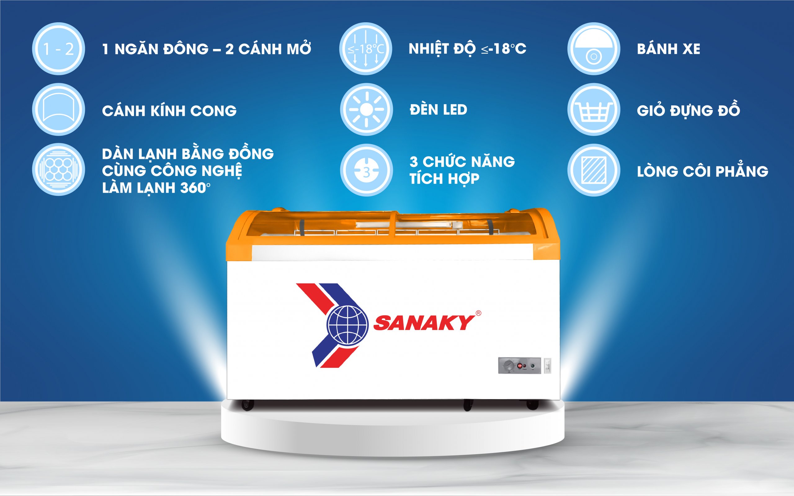 Tủ đông 2 cánh Sanaky 500 lít VH899KA giá tốt