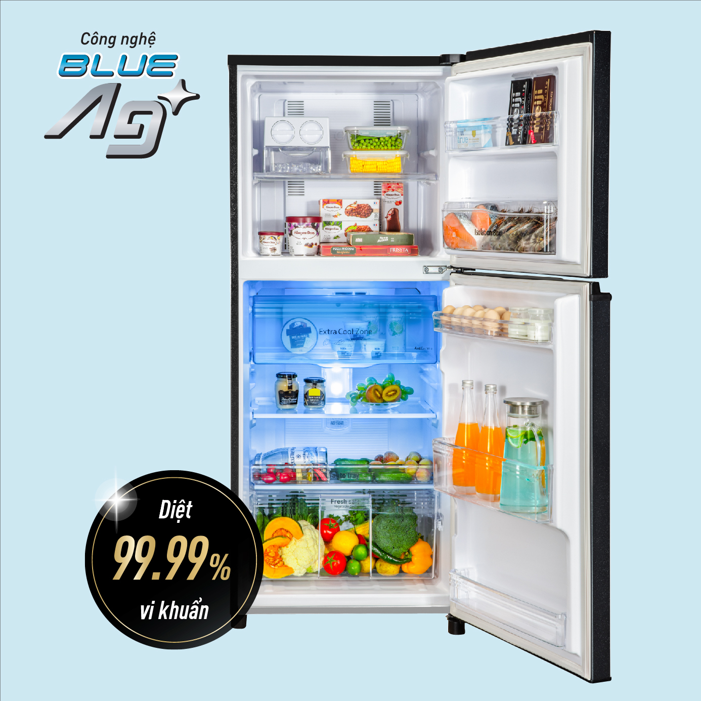 Tủ lạnh Panasonic Inverter 234 lít NR-TV261BPKV công nghệ Blue Ag+